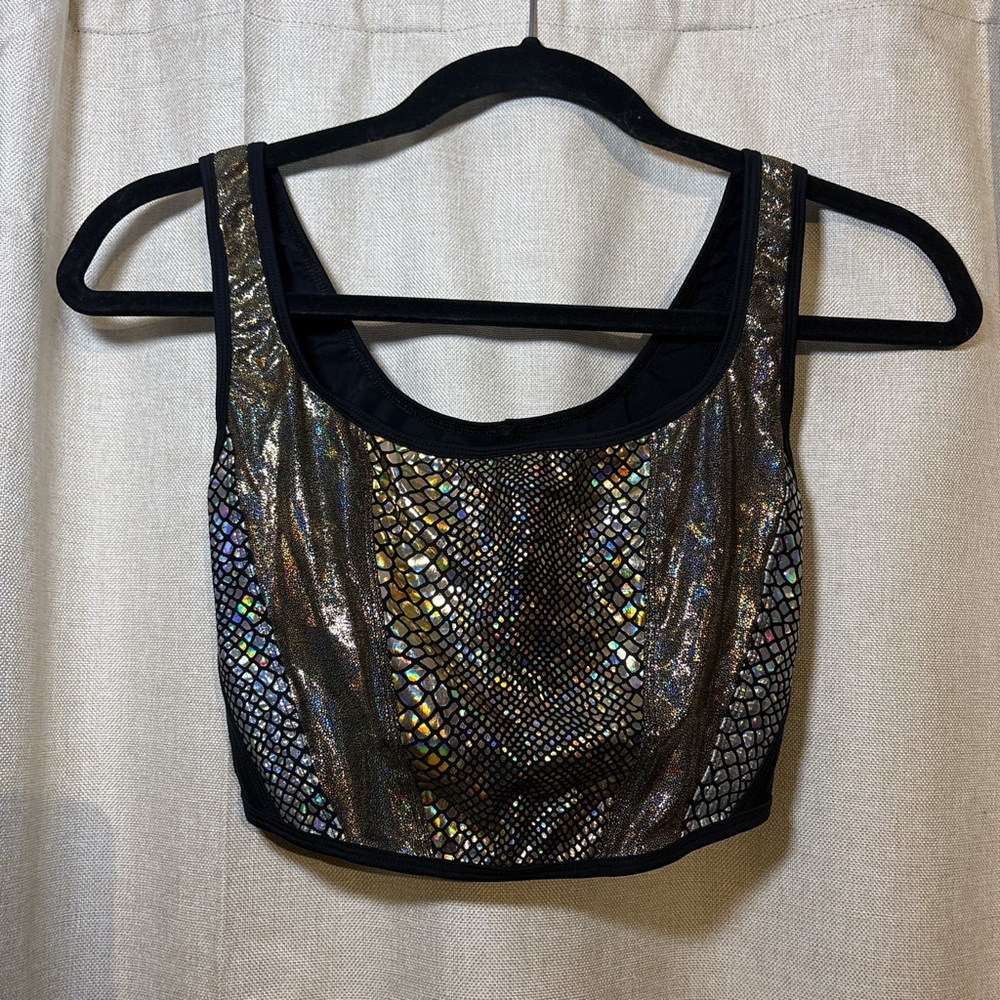 Burnt soul holographic corset crop top
